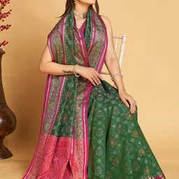 VS MALL Woven Design Zari Art Silk Patola Saree image 4