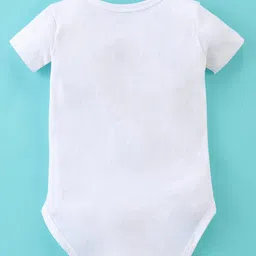 BLUSHES 100% Cotton Fathers Day Theme Half Sleeves I Have A Hero And I Call Him Dad  Text Printed Onesie - White image 4