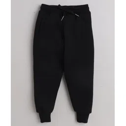 Knitting Doodles Fleece Woven Solid Winter Track Pants - Black image 4