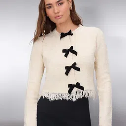 Trendyol Women Crop Cardigan with Fringed Border-picture-38