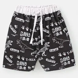 Teddy Cotton Sinker Knee Length Shorts Dinosaur Print Pack of 3 - Blue Black Red image 4