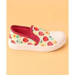 Cute Walk by Babyhug Casual Slip On Shoes Ladybug Print - Red image 4