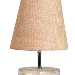 Devansh Beige Jute Round white brushed wood Table Lamp image 4