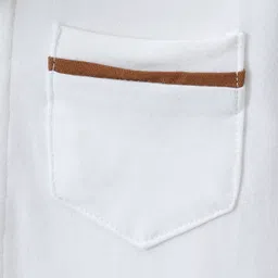 Mark & Mia Cotton Full Sleeves Onesie & Trouser Set with Suspender & Hat & Bow Applique - White & Brown image 4