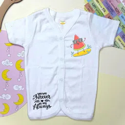 COCOON ORGANICS 100% Cotton Knit Pack Of 3 Half Sleeves Fruits Printed Anti Microbial Jhablas - Navy Blue Dark Red & White image 5