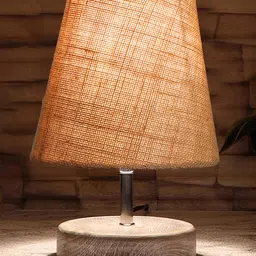 Devansh Beige Jute Round white brushed wood Table Lamp image 5