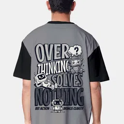 Crazymonk Oversized Overthinking Typography Printed Cotton T-Shirt-image-21