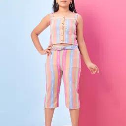 BAESD Girls Striped Pure Cotton Top With Capris-picture-41