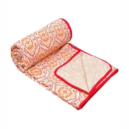 UNIQCHOICE Pink & Orange Colored Printed Mulmul Cotton Mild Winter 120GSM Single Bed Dohar image 3