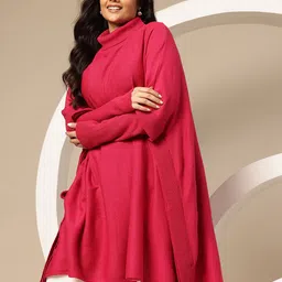 Sztori Plus Size Turtle Neck Longline Poncho-picture-41