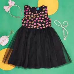 YU by Pantaloons Kids Black & Pink Cotton Printed Dress-picture-24