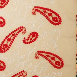 Dupatta Bazaar Women Beige & Red Embroidered Dupatta image 3