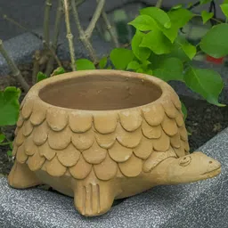 Swadeh Brown Clay Tortoise Planter image 3