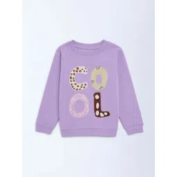 HOP Kids by Westside Lilac Text Design Cotton-Blend Sweatshirt-picture-35