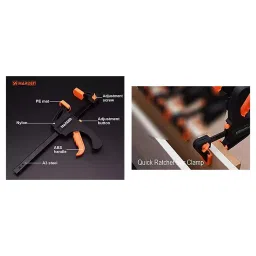 TileMaster Ratchet F Bar Clamp Reinforced Nylon & Carbon Steel Black 30 cm (12 inch) Size & 50 mm Length, TM-04 image 5