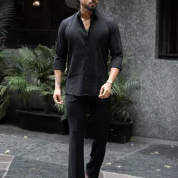 Urban Scissors Spread Collar Comfort Long Sleeves Cotton Shirt-picture-23