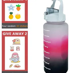 HOUSE OF QUIRK Black & Pink Plastic Double Wall Vacuum Water Bottle image 3