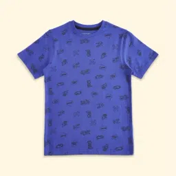 Pantaloons Junior Cobalt Blue Cotton Printed T-Shirt-picture-18