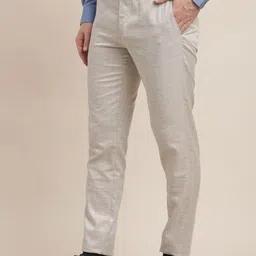 Turtle Men Checked Tailored Skinny Fit Formal Trousers image 3