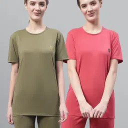 Vimal Jonney Pink & Olive T-Shirt With Shorts - Pack of 2-image-3