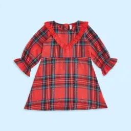 Pantaloons Baby Red & Blue Cotton Chequered Full Sleeves Dress-picture-26