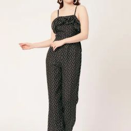 Moomaya Black & White Floral Print Jumpsuit-picture-1