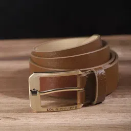 Louis Philippe Brown Leather Casual Belt for Men-picture-13