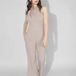SELVIA Beige Striped Jumpsuit-picture-49