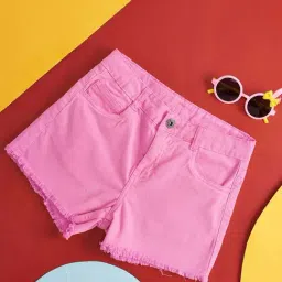 Pantaloons Junior Pink Cotton Regular Fit Shorts-picture-21