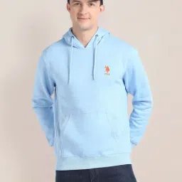 U.S. Polo Assn. Light Blue Cotton Regular Fit Hooded Sweatshirt-picture-16