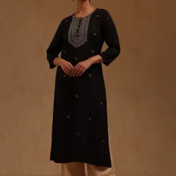 Soch Black Rayon Embroidered Kurta With Sequins-picture-16