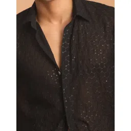 VASTRAMAY Black Regular Fit Embellished Shirt image 4