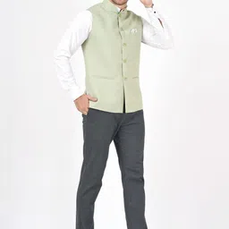 Badoliya & Sons Cotton Linen Nehru Jacket image 3