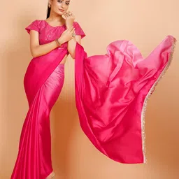 Garden Vareli Ombre Dyed Satin Saree With Blouse image 3