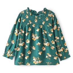 Babyhug Rayon Knit Full Sleeves Top with Floral Print - Green-picture-5