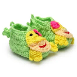MayRa Knits Hand Knitted Bird Designed Crochet Booties - Green-picture-10