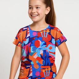 Pine Active Knit Half Sleeves Printed T-Shirt - Blue & Red-picture-17