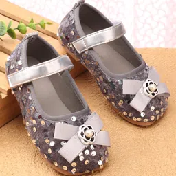 Babyoye Velcro Closure Ballerina With Sequins & Bow Applique - Grey-picture-26