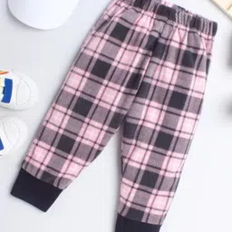 CrayonFlakes Fleece Knit Checked Joggers - Pink-image-18