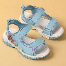 Cute Walk by Babyhug Velcro Closure Sandals With Butterfly Applique - Light Blue image 2
