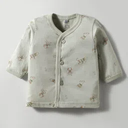 Zero Interlock Knit Full Sleeves Animal Printed Front Open Vests Pack of 3 - Silver Peach & Green image 2