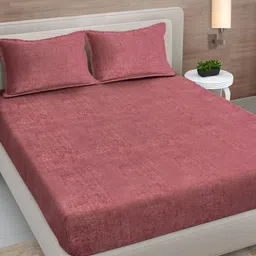 FABINALIV Maroon 300 TC King Bedsheet with 2 Pillow Covers-picture-10
