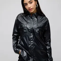 FREAKINS Women Camouflage Leather Leather Jacket image 2