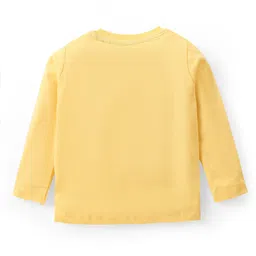 Babyhug Cotton Knit Full Sleeves T-Shirt & Dungaree Set with Elephant Print - Orange & Blue image 3