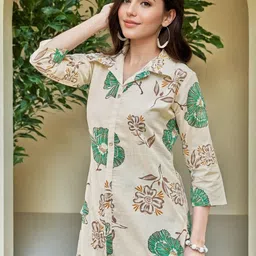 SZN Floral Printed Cotton Tunic & Palazzos Co-Ord Set image 2