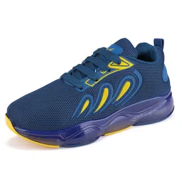 BERSACHE Mesh Detailed & Colour Blocked Lace Up LED Shoes - Blue image 5