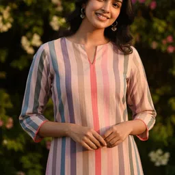 Gopi Prem Striped Pure Cotton Straight Kurta With Trousers image 4
