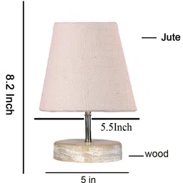 Devansh White Jute Round white brushed wood Table Lamp image 5