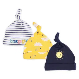 Kicks & Crawl Cotton Pack Of 3 Sun Printed & Striped Caps - Multicolour image 5