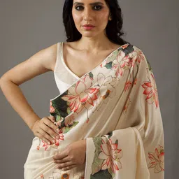 HERE&NOW Floral Printed Satin Saree image 2
